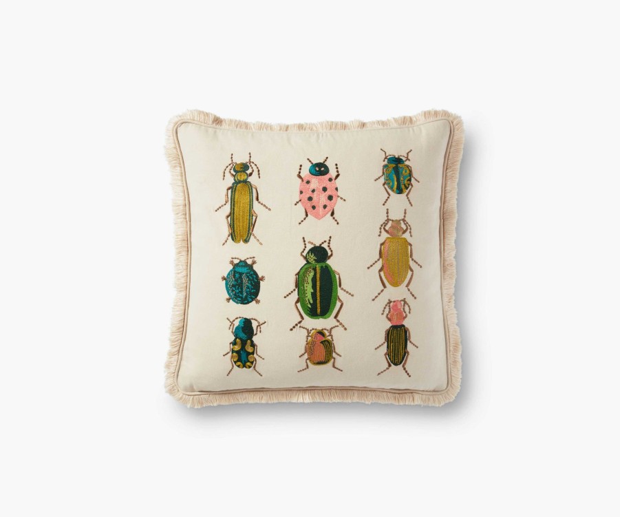 Home RIFLE PAPER Co. Figurative | Beetles And Bugs Embroidered Pillow|Beetles And Bugs Embroidered Pillow-Natural Multi