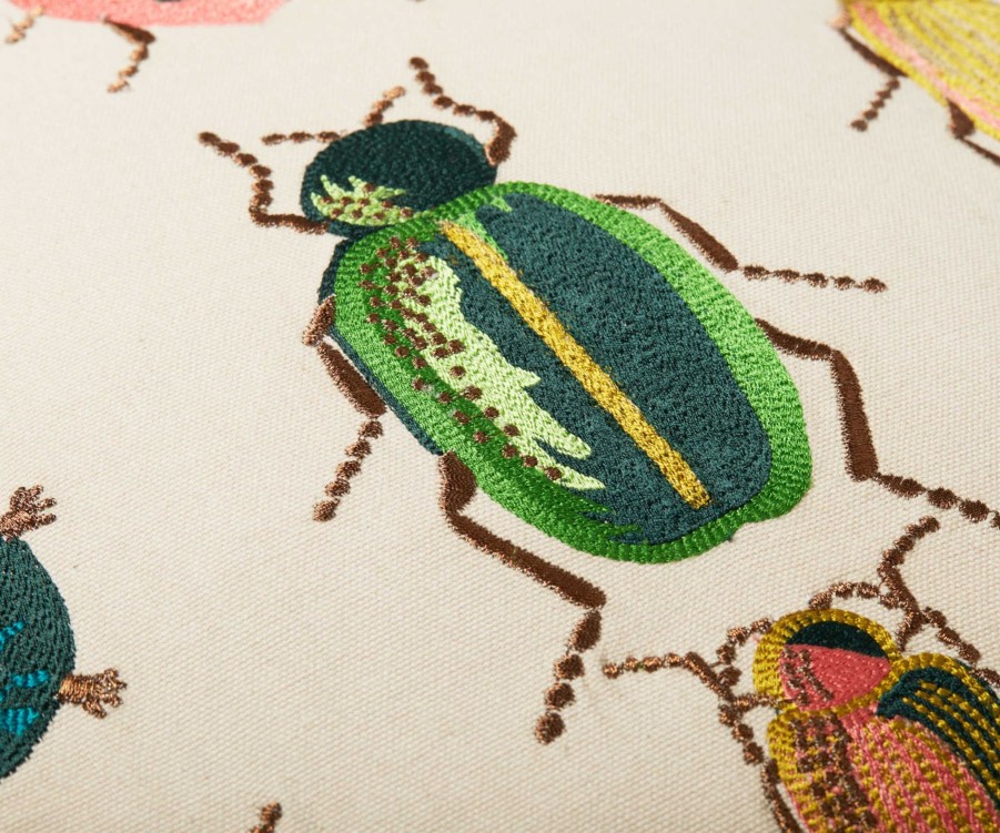 Home RIFLE PAPER Co. Figurative | Beetles And Bugs Embroidered Pillow|Beetles And Bugs Embroidered Pillow-Natural Multi