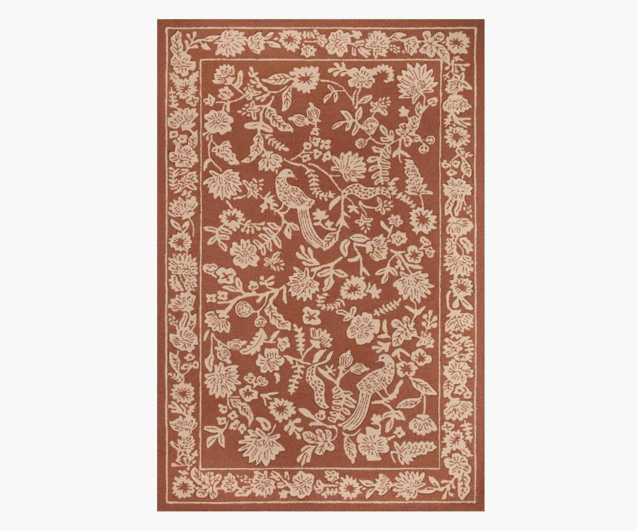 Home RIFLE PAPER Co. Neutral | Arboretum Aviary Wool-Hooked Rug|Arboretum Aviary Periwinkle Wool-Hooked Rug 2.3X3.9