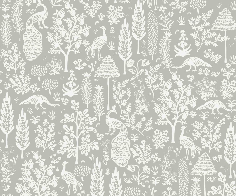 Home RIFLE PAPER Co. Traditional | Menagerie Toile Wallpaper|Menagerie Toile Grey & White Wallpaper Double Roll