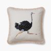 Home RIFLE PAPER Co. Figurative | Ostrich Embroidered Pillow|Ostrich Cream Embroidered Pillow