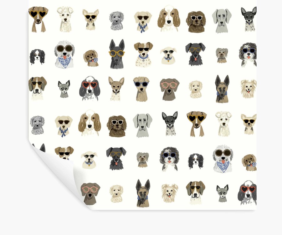 Home RIFLE PAPER Co. Peel & Stick | Dog Days Peel & Stick Wallpaper|Dog Days White Multi Peel & Stick Wallpaper