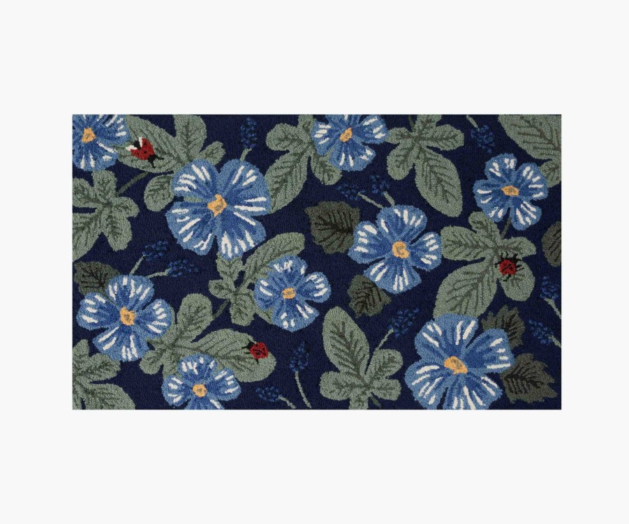 Home RIFLE PAPER Co. Scatter | Minnie Fig Leaf Navy Wool-Hooked Rug|Minnie Fig Leaf Navy Wool-Hooked Rug