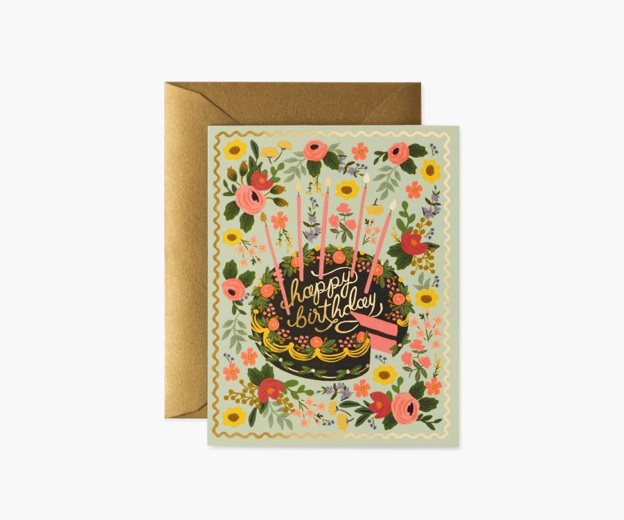 Cards & Occasions RIFLE PAPER Co. Birthday | Floral Cake Birthday Greeting Card|Floral Cake Birthday Greeting Card