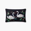 Home RIFLE PAPER Co. Figurative | Swans Embroidered Pillow|Swans Embroidered Pillow-Black Multi