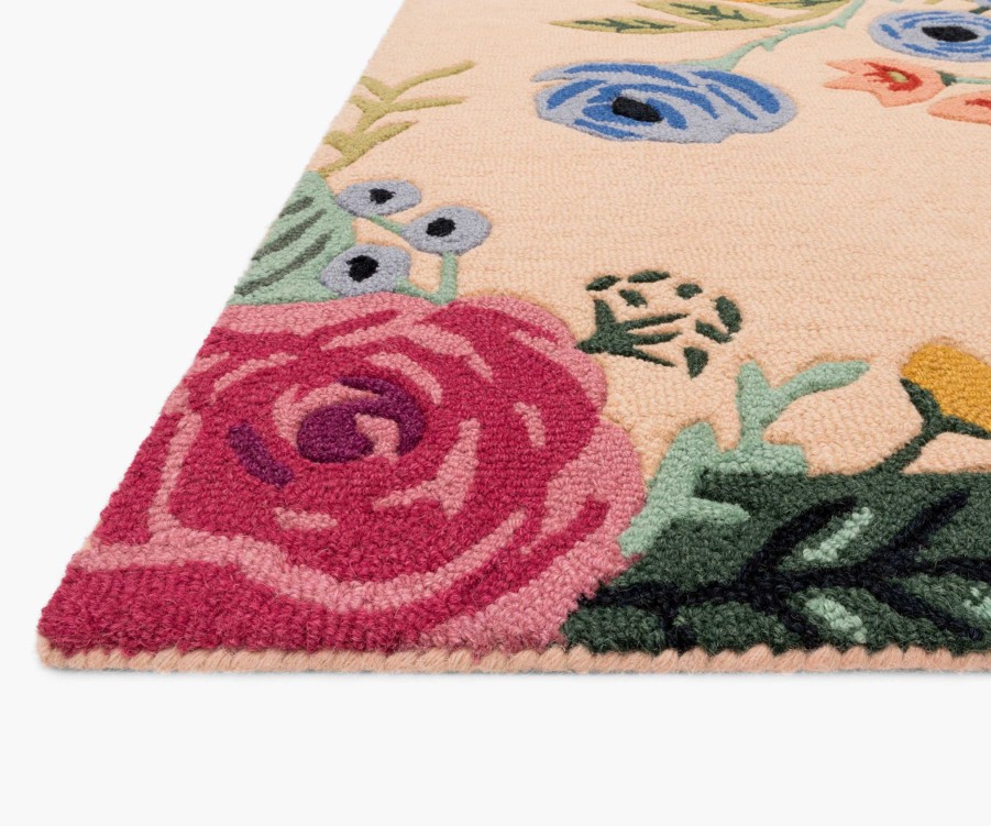 Home RIFLE PAPER Co. Statement | Les Fleurs Juliet Rose Bouquet Blush Wool-Hooked Rug|Les Fleurs Juliet Rose Bouquet Blush Wool-Hooked Rug